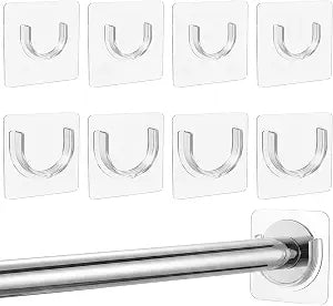 8Pcs Adhesive Shower Rod Holder, No Drill Shower Curtain Rods Holder