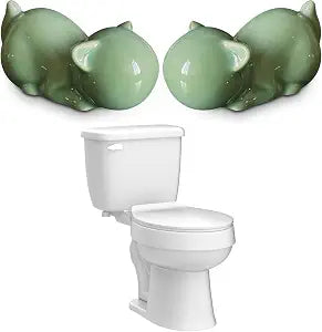 Toilet Bolt Covers, Toilet Bolt Caps, Ceramic Cute Cat Decorative Bathroom Decor Replacement Parts Easy Installation, Secure Toilet Screw Covers, Green (2 Pack)