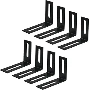 MY MIRONEY 8PCS Black Slotted L Brackets, 0.71" x 2.32" x 1.69"