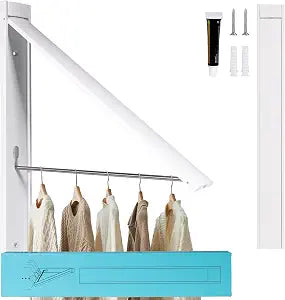 Ithywat Retractable Clothes Drying Rack,Space Saver Wall Mounted Folding Hanger for Laundry Room,Closet Storage Organization,Easy Installation Aluminum Dryer White