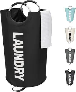 Maxsilan 90L Large Laundry Basket Bag, Collapsible Tall Hamper, Black