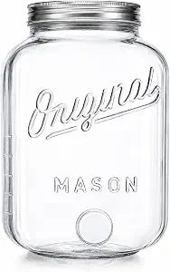Large 2 Gallon Glass Jar with Airtight Lid, Mason Jar Extra Wide Mouth for Flour Sugar Food Storage Containers, Canning Jars for Bulk Sun Tea, Kombucha, Cookie, Pickle, Fermenting Canisters