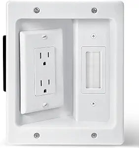 Recessed TV Outlet Box, Dual Outlet Power Cable Management Outlets in Wall Media Box, Low Voltage Wires Hider Kit Electrical Accessories for Saving Home Theater & Office Space