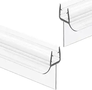 Bathroom Shower Glass Door Bottom Seal, 2PCS 36 Inch Clear PVC Seal Strip with Drip Rail for 1/2"(12mm) Thick Framless Glass Door, to Stop Water Leakage