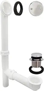 Westbrass Y593244CP White Tubular Tip-Toe Bath Waste and Overflow Assembly, Polished Chrome