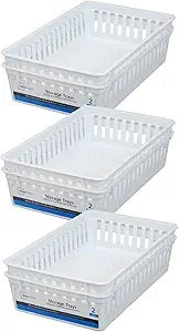 Basic White Storage Trays (6, Rectangle) by Mainstay