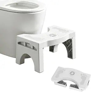 7 Inches Foldable Toilet Stool with Anti-Slip Feet, Squatting Posture Aid for Healthy Pooping, Portable Travel Bathroom Foot Support, Easy Storage Assistance Step for Adults