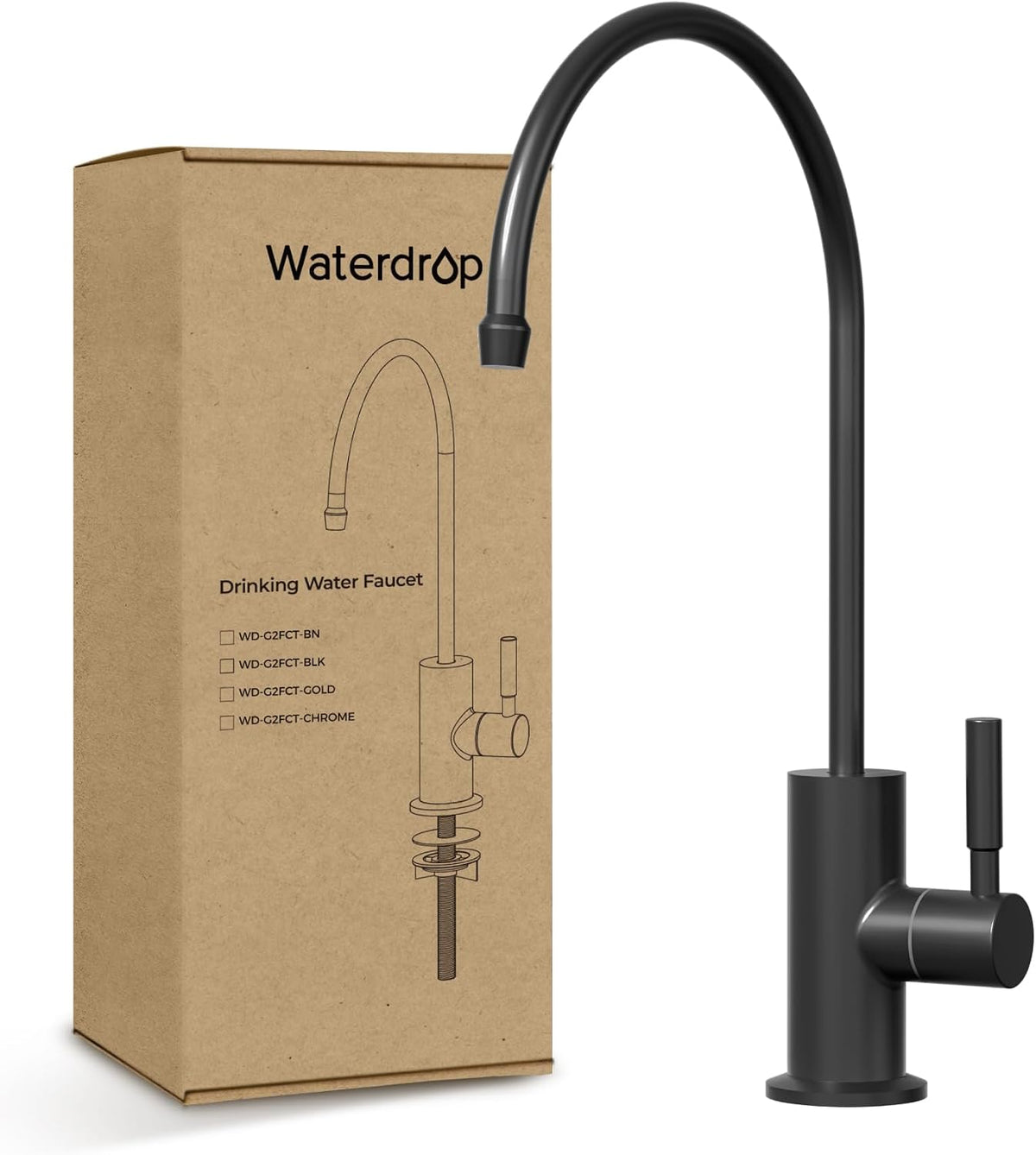 Waterdrop G2FCT-BLK Drinking Water Faucet, NSF/ANSI 372 Certified, Black