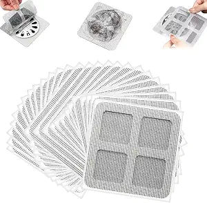 Disposable Shower Drain Hair Catcher Mesh Stickers Self Adhesive Drain Strainers No Clog Waterproof Peel and Stick Drain Cover for Bathroom Shower Bathtub Sink Easy Clean Hair Filter (10)