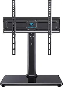 PERLESMITH Universal Swivel TV Stand for 24-60 inch TVs up to 99 lbs, 12 Height Adjustable Table Top TV Stand, TV Base Stand with Tempered Glass Base, Max VESA 400x400mm, PSTVS33