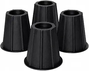 Kings Brand Furniture 6-Inch Heavy Duty Round Bed Risers Set of 4  Durable Furniture Elevators for Beds, Sofas, Chairs & Desks, Recessed Top, Supports Up to 800 lbs, Black
