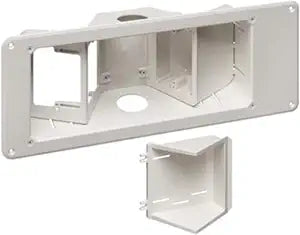 Arlington TVB713 3-Gang Angled TV Box Recessed Outlet Wall Plate Kit, White, 1-Pack