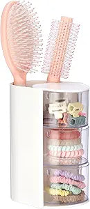 Rotating Hair Accessories Organizer with Hair Brush Holder,3 Layer