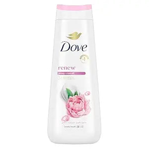 Dove Body Wash Renew Peony & Rose Oil For 24hr Lotion-Soft Skin Moisturizing Skin Cleanser with No Sulfates No Parabens 20 oz