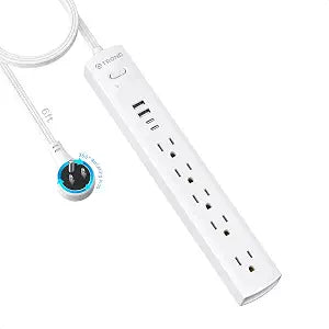 TROND Surge Protector Power Strip with 360 Rotating Flat Plug, White