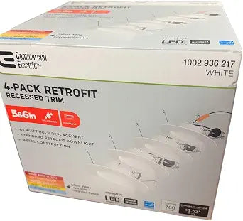 Commercial Electric 5/6 in. Matte White Integrated LED Recessed Trim 5-Ways Color Changing with Switch