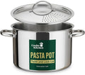 Stainless Steel Pasta Pot with Strainer Lid - 5.5 Quart Large Spaghetti Pot