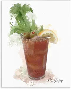 Modern Bloody Mary Cocktail, 11 x 14 Inch Mounted Print on Wall Plaque