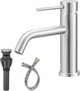 Bathroom Sink Faucet Brushed Nickel Single Handle with Overflow