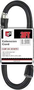 EP 3 Ft Heavy Duty Indoor Extension Cord, 12/3 SJTW 3-Prong Black