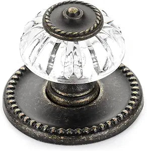 Richelieu | Montreuil 1 5/16-inch Clear and Burnished Brass Cabinet Knob