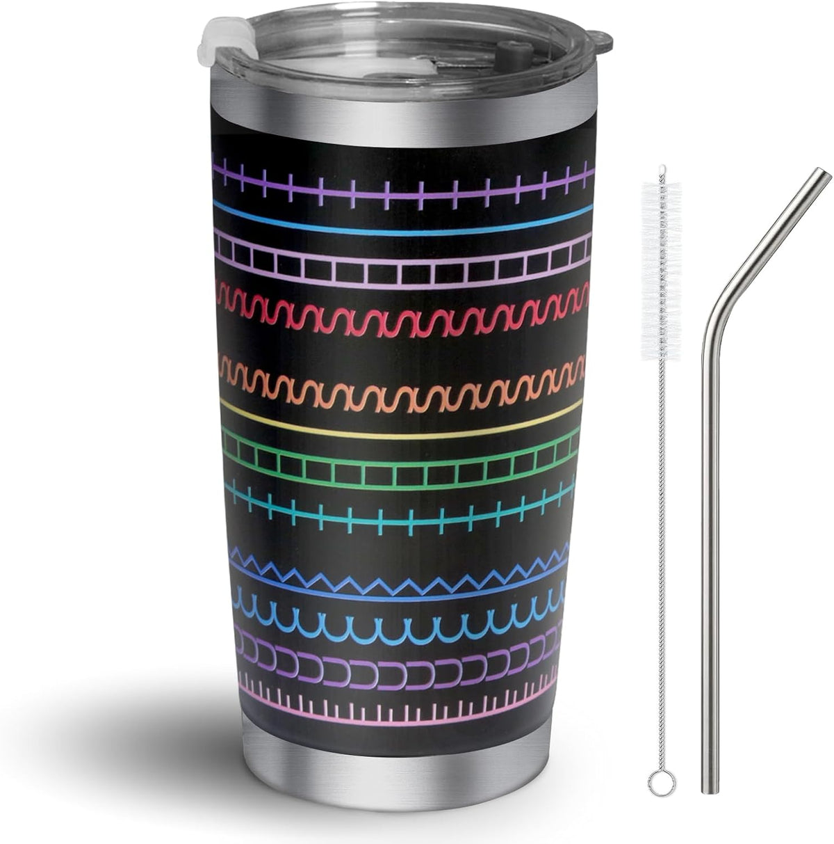 20oz Hidden Message Coffee Tumbler, White Elephant Gifts for Adults, Funny Stainless Steel Travel Mug, Gag Gift for Coworkers, Novelty Office Gift for Women, Men, Friends (Black Rainbow)
