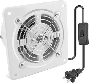 4 Inch Exhaust Fan with Switch 60Hz 7 Blades Iron, 82.5 CFM, 20W, White