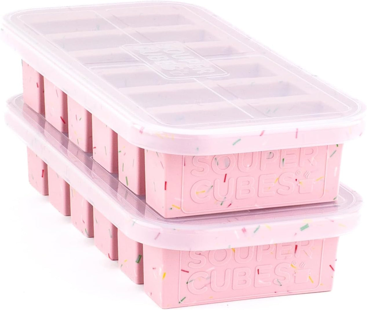 Souper Cubes 1/2 Cup Silicone Freezer Molds with Lids, Cotton Candy, 2-Pack