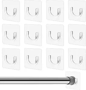 12 PCS Adhesive Shower Rod Holder, Tension Rod Holders