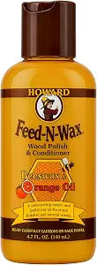 Howard Products Beeswax Wood Polish & Conditioner, Feed-N-Wax for Wood Furniture Polish, 4.7 oz, Orange