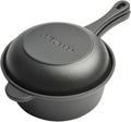 1.6 Quart Cast Iron Pot, Cast Iron Saucepan, 2-in-1 Pre-Seasoned Dutch Oven Pot Set with 6.5Inch Frying Cast iron skillet, Camping Cookware & Sauce Pan for Indoor & Outdoor Recipes