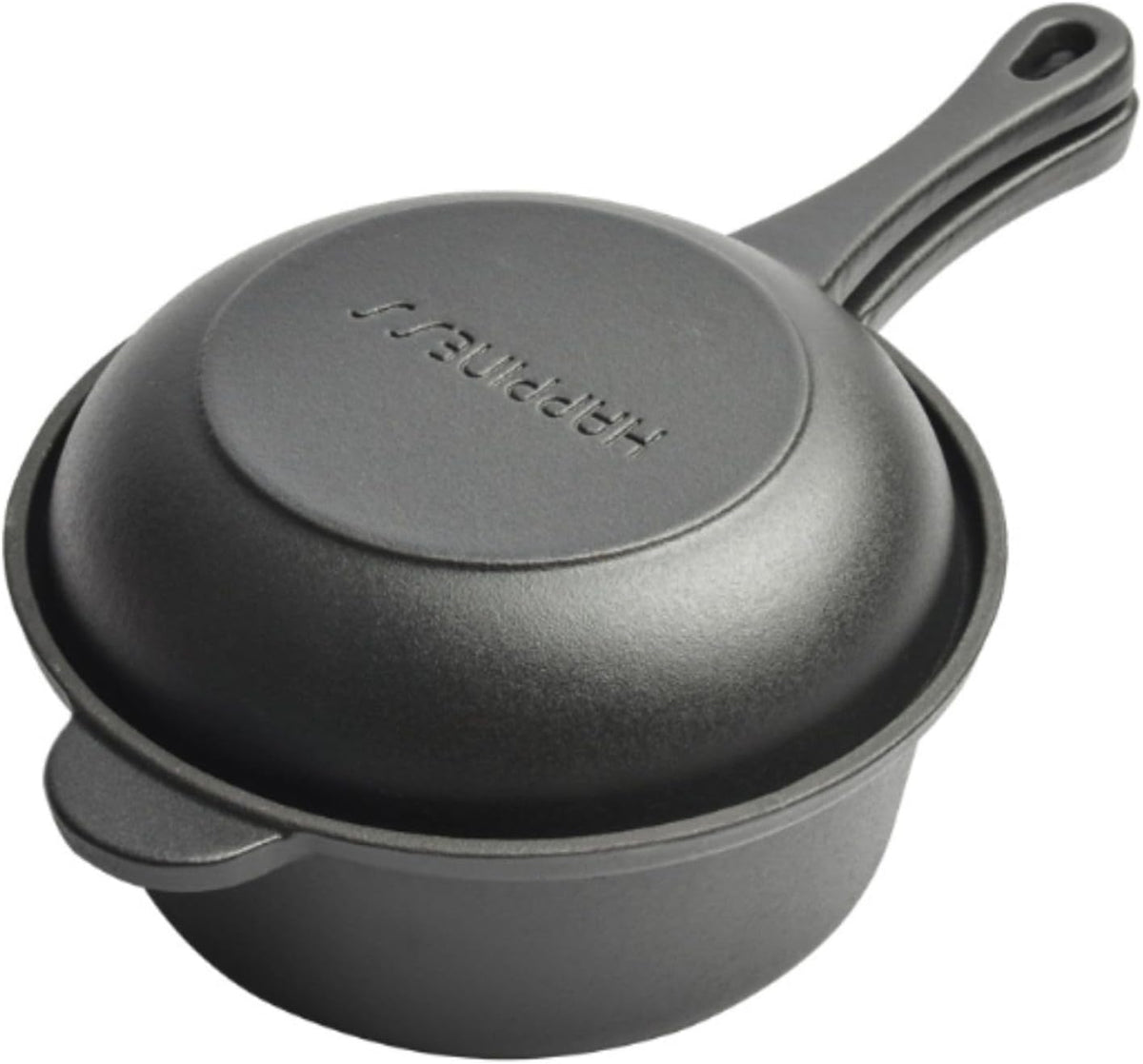 1.6 Quart Cast Iron Pot, Cast Iron Saucepan, 2-in-1 Pre-Seasoned Dutch Oven Pot Set with 6.5Inch Frying Cast iron skillet, Camping Cookware & Sauce Pan for Indoor & Outdoor Recipes