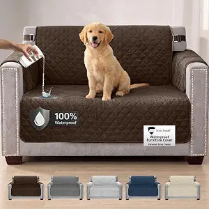 Sofa Shield 100% Waterproof Couch Cover for Dogs, Loveseat, Brown