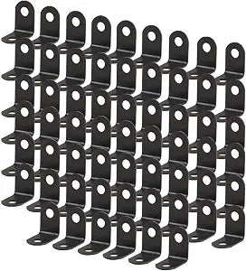 uxcell 60pcs Angle Bracket Metal 12x12mm Black Corner Brace Fastener L Shaped Right Angle Brackets Corner Protector Shelf Support with Screws for Furniture