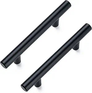 10 Pack Cabinet Handles, 5 Inch Length, 3 Inch Hole Center, Matte Black