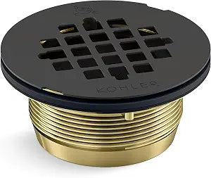 KOHLER K-22675-BL Round Brass Shower Receptor Drain, Black Finish