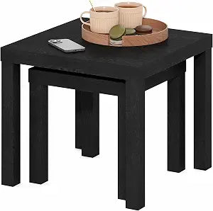 Furinno Classic Nesting Tables Set of 2, Nesting Side Tables, Black
