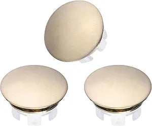 uxcell 3pcs Sink Overflow Rings, Bathroom Kitchen Basin Trim Bath Sink Hole Round Head Double Layer Brass Overflow Drain Cover Insert in Hole (Gold Tone, White)