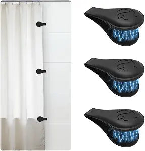 Magnetic Silicone Shower Curtain Clips for Liner 3 Packs (Black)