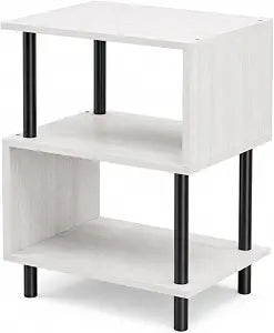 Frylr Small Side Table, End Table and Nightstand with 3-Tier Wood Shelves, Sturdy Metal Frame with 44 LBS Capacity per Shelf, Easy to Assemble for Living Room or Bedroom,Natural Greige