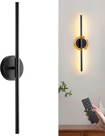 Battery Operated Wall Sconce, 30 Inch, Black, Rechargeable