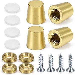 QWORK Brass Cutting Board Feet 0.59", 4PCS Tray Risers & Furniture Feet for Walnut Wood Boards, Jewelry Boxes & Serving Trays, Decorative Hardware with Screws & Pads