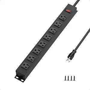 TESSAN Metal Power Strip, 8 Outlets, 1 Switch, 6 Ft Extension Cord
