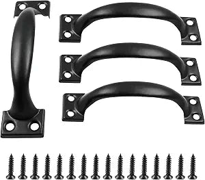 4Pcs 6 Metal Door Handles Bow Handle, Black Door Pulls Vintage