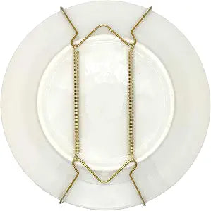 Rocky Mountain Goods Plate Hanger for Wall and Mounting Hardware - Fits Decorative Plates and Platters - Heavy Duty Polished Brass - Non Scratch Hooks - Includes Wall Mount Kit (5" - 8")
