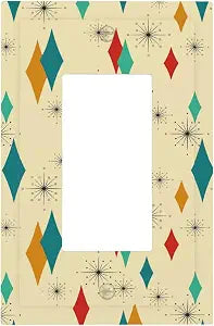 Minimalist Aesthetics Mid Century Yellow Boho Geometric Modern Abstract Art 1 Gang Device Rocker/Decorator Gfci Outlet Light Switch Electric Wall Plate Cover Beige Cream Geometry Decorative Faceplate