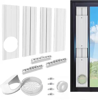 Portable AC Window Vent Kit with Plate Slot, 4 Plates (Hose Not Included)