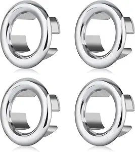 4Pcs Sink Overflow Ring, Bathroom Sink Overflow Hole Cover, Chrome ABS Plastic, 22-24mm Aperture