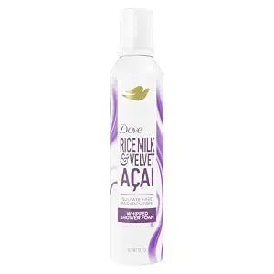 Dove Whipped Shower Foam for Women Rice Milk & Velvet Açaí 10.3 FO