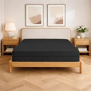Yarns of Cotton 1 Piece Zipper Fitted Mattress Sheet Microfiber,Twin, Black